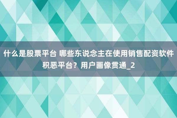 什么是股票平台 哪些东说念主在使用销售配资软件积恶平台？用户画像贯通_2